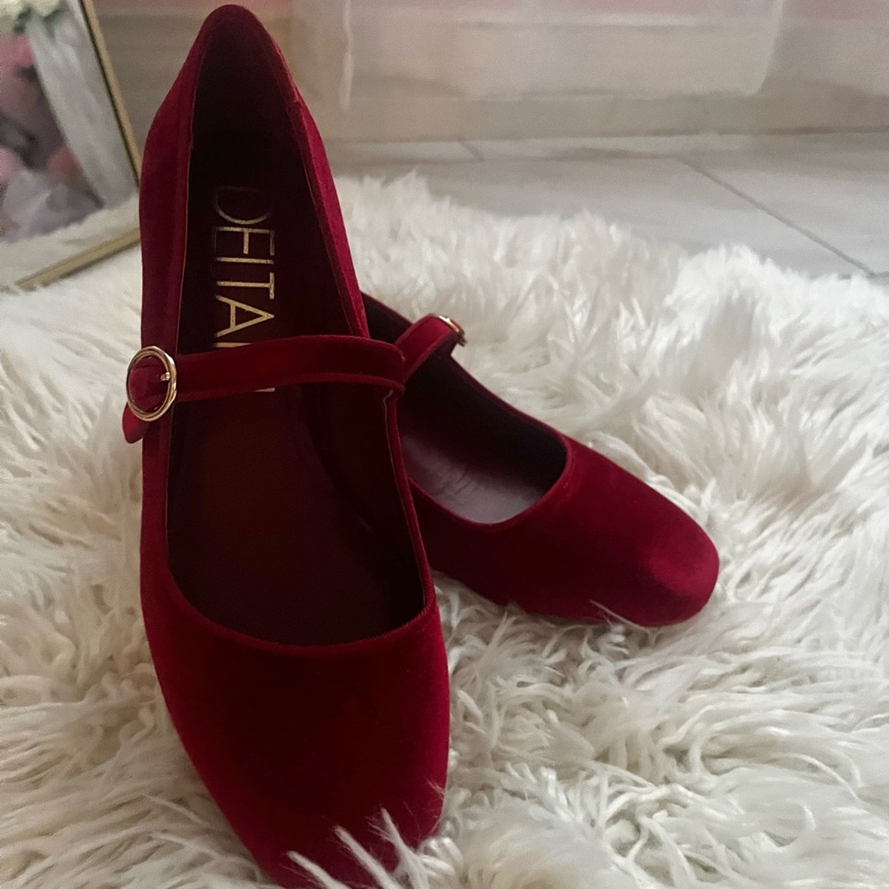 Red Velvet Mary Jane Block Heels